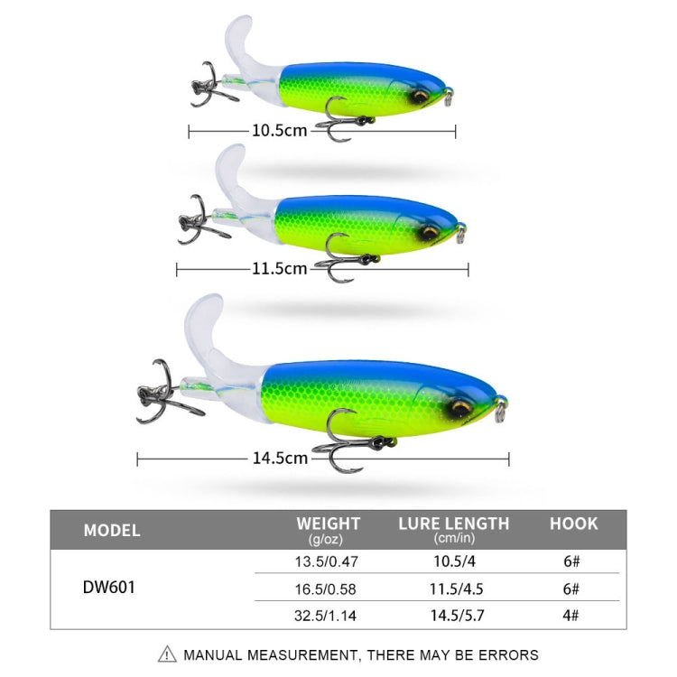 PROBEROS DW601 Iscas com Hélice Rotativa a 360 Graus, Isca Flutuante para Superfície, 10.5cm/13.5g, 11.5cm/16.5g, 14.5cm/32.5g