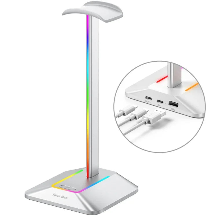 Suporte de Exposição para Auriculares com Dupla Saída Colorida New Bee, HUB de Expansão, Suporte para Auriculares, Z8 Preto, Z8 Prateado, Z9 Sem Interface Estendida Preto, Z9 Sem Interface Estendida Prateado