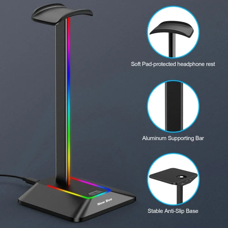 Suporte de Exposição para Auriculares com Dupla Saída Colorida New Bee, HUB de Expansão, Suporte para Auriculares, Z8 Preto, Z8 Prateado, Z9 Sem Interface Estendida Preto, Z9 Sem Interface Estendida Prateado
