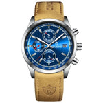 Relógio Multifuncional BINBOND B6022 Resistente à Água 30m com Luminoso, Correia de Couro-Branco Aço-Azul, Couro-Branco Aço-Branco, Aço-Branco, Aço-Preto, Aço-Preto-Azul