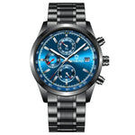 Relógio Multifuncional BINBOND B6022 Resistente à Água 30m com Luminoso, Correia de Couro-Branco Aço-Azul, Couro-Branco Aço-Branco, Aço-Branco, Aço-Preto, Aço-Preto-Azul