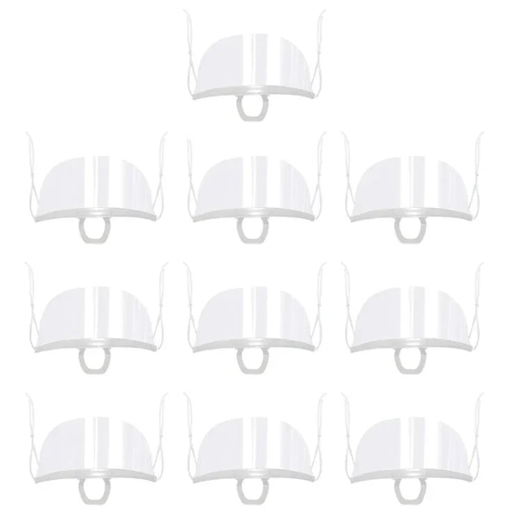 10pcs /Saco Máscaras Transparentes Recicláveis para Restaurante, Máscaras de Plástico Anti-embaçamento e Anti-saliva para Chef