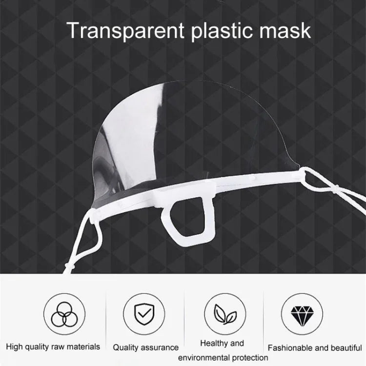 10pcs /Saco Máscaras Transparentes Recicláveis para Restaurante, Máscaras de Plástico Anti-embaçamento e Anti-saliva para Chef