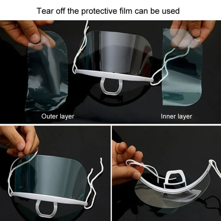 10pcs /Saco Máscaras Transparentes Recicláveis para Restaurante, Máscaras de Plástico Anti-embaçamento e Anti-saliva para Chef