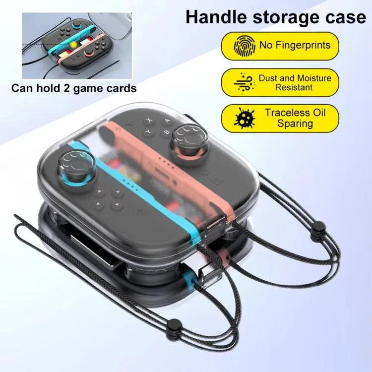 Estojo de Armazenamento Cristal para Joy-Con do Nintendo Switch 2 Organizador Anti-riscos Caixa de Viagem com 2 Slots para Cartões de Jogo, Estojo com Alça Transparente Branco, Estojo com Alça Transparente Preto