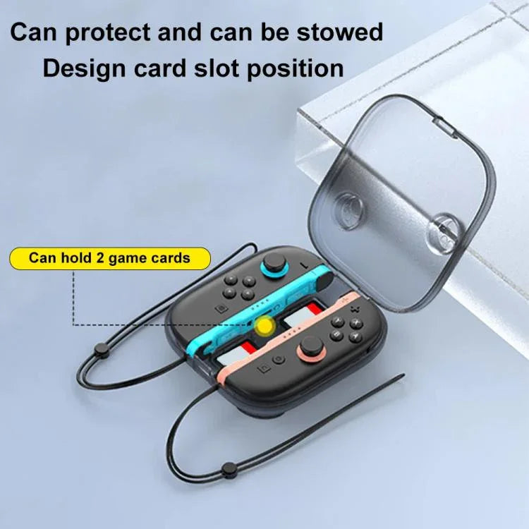 Estojo de Armazenamento Cristal para Joy-Con do Nintendo Switch 2 Organizador Anti-riscos Caixa de Viagem com 2 Slots para Cartões de Jogo, Estojo com Alça Transparente Branco, Estojo com Alça Transparente Preto
