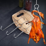 Suporte para Pendurar Pato em Aço Inoxidável com Anel Duplo para Cozinhar, Gancho para Churrasco ao Ar Livre, Anel Pequeno 3 cm 23cm, Anel Pequeno de Cera 3 cm 24,5cm, Anel Grande de Cera 3 cm 33cm, Anel Médio de Cera 3 cm 29cm, Aço Grosso Curto 4 cm 24cm