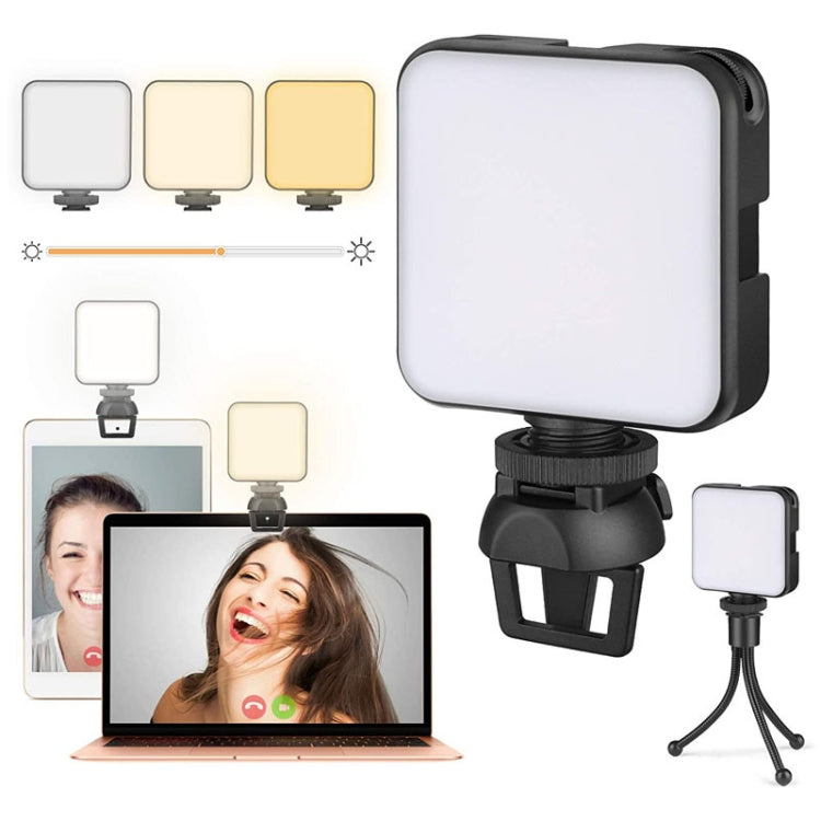 Luz de preenchimento para videoconferência móvel W64 com 64 LEDs para portátil, conjunto com clipe, conjunto clipe + tripé