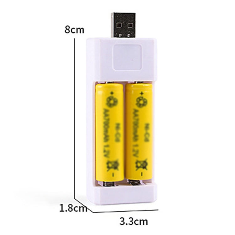 Carregador de Bateria Recarregável USB para Pilhas AA / AAA com 2 Slots, USB 2 Slots