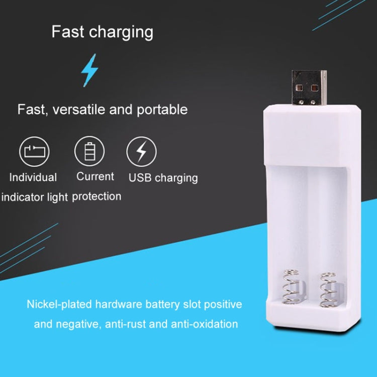 Carregador de Bateria Recarregável USB para Pilhas AA / AAA com 2 Slots, USB 2 Slots