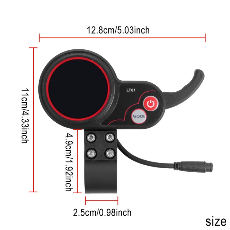 LT01 Instrumento de Ecrã de 6 Pinos para Scooter Elétrico para Kaabo Mantis8 / Mantis10 / WOLF WARRIOR X, LT01 6 Pinos