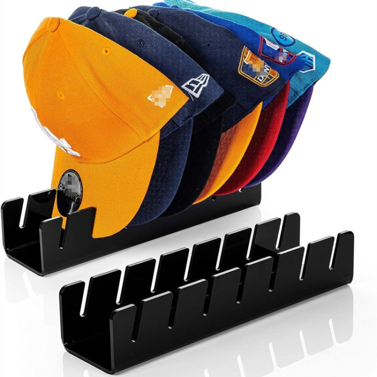 Suporte de Boné de Basebol em Acrílico para 7 Bonés, Transparente, Preto