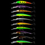 10 Cores /Conjunto HENGJIA MI103 Isca Minnow de Mergulho Artificial Biomimética Lua Isca Dura, 9.5cm 7.2g
