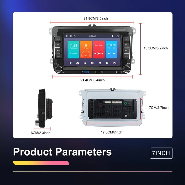 Máquina Integrada para Volkswagen/Skoda com Ecrã Grande, Player 1+32G, Carplay Android, Navegação e Câmara de Marcha-atrás, 1+32G