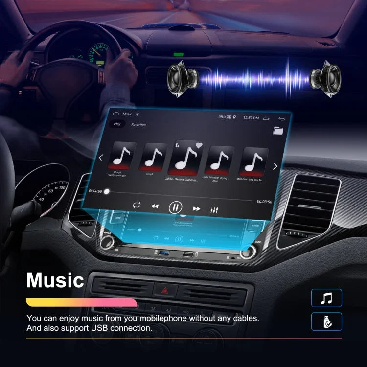 Máquina Integrada para Volkswagen/Skoda com Ecrã Grande, Player 1+32G, Carplay Android, Navegação e Câmara de Marcha-atrás, 1+32G