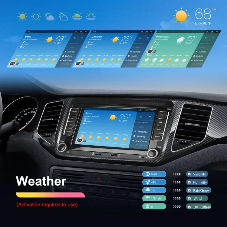 Máquina Integrada para Volkswagen/Skoda com Ecrã Grande, Player 2+64G, Carplay Android, Navegação e Câmara de Marcha-atrás, 2+64G