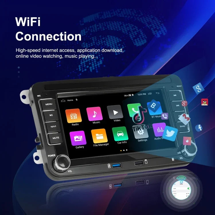 Máquina Integrada para Volkswagen/Skoda com Ecrã Grande, Player 2+64G, Carplay Android, Navegação e Câmara de Marcha-atrás, 2+64G