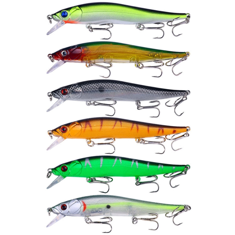 6 Cores /Conjunto HENGJIA MI169 Isca Minnow Submersa Artificial Lua Isca Dura para Pesca, 12cm 13.6g