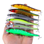 6 Cores /Conjunto HENGJIA MI169 Isca Minnow Submersa Artificial Lua Isca Dura para Pesca, 12cm 13.6g