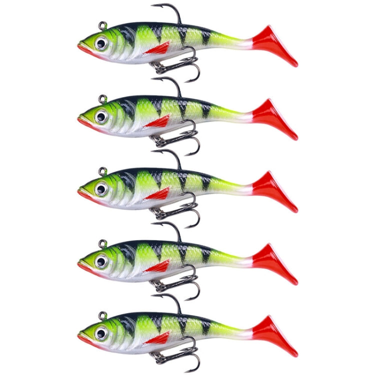 5pcs /Pack HENGJIA SO071 Isca de Chumbo com Cauda em T, Isca Macia Lua para Pesca, 8.5cm 10.6g