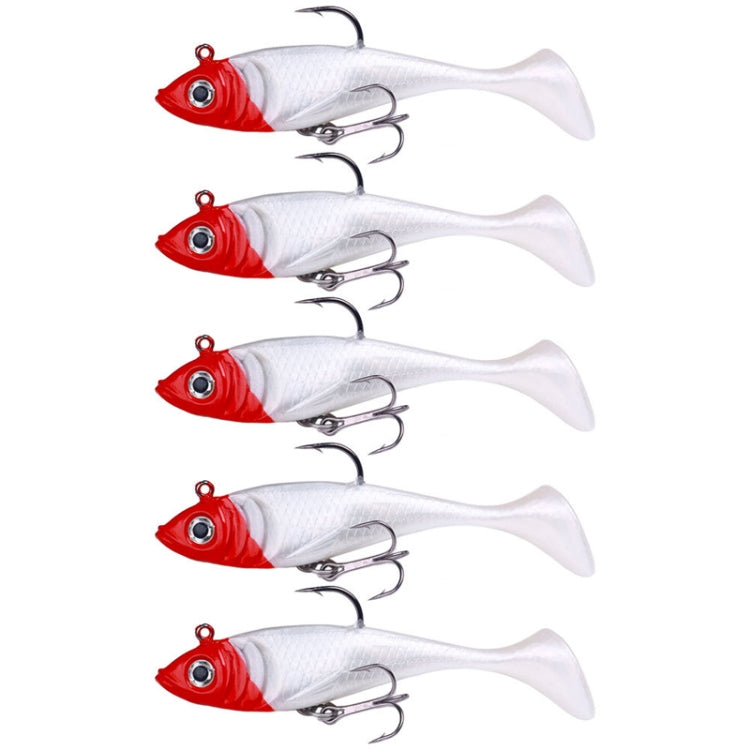 5pcs /Pack HENGJIA SO071 Isca de Chumbo com Cauda em T, Isca Macia Lua para Pesca, 8.5cm 10.6g