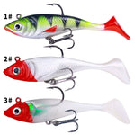5pcs /Pack HENGJIA SO071 Isca de Chumbo com Cauda em T, Isca Macia Lua para Pesca, 8.5cm 10.6g