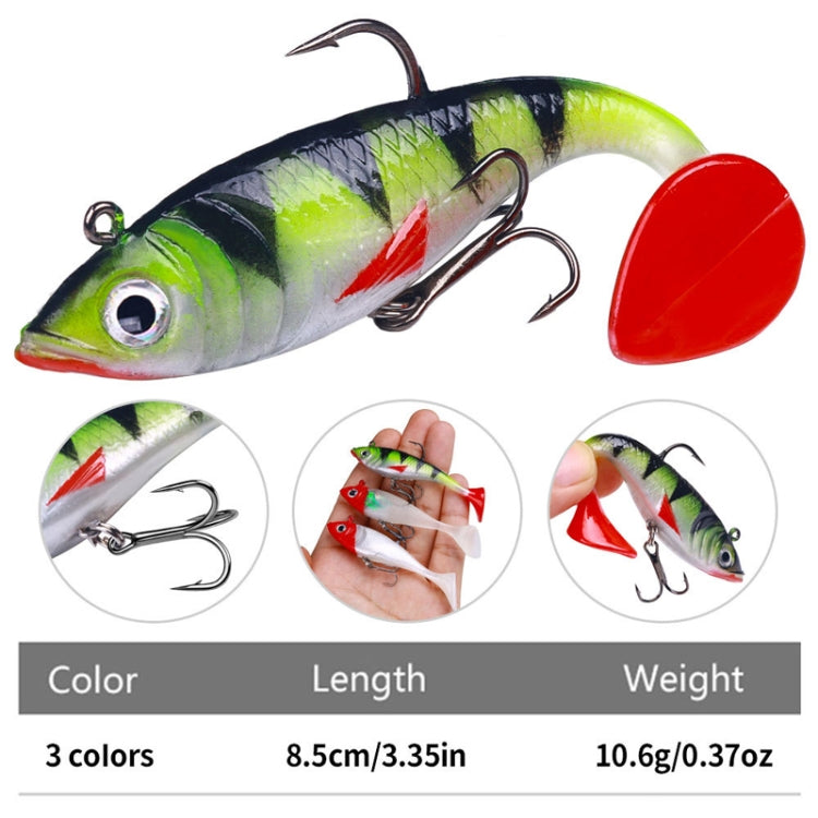 5pcs /Pack HENGJIA SO071 Isca de Chumbo com Cauda em T, Isca Macia Lua para Pesca, 8.5cm 10.6g