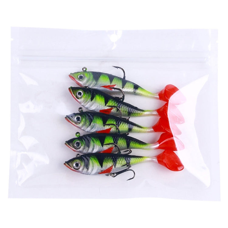 5pcs /Pack HENGJIA SO071 Isca de Chumbo com Cauda em T, Isca Macia Lua para Pesca, 8.5cm 10.6g