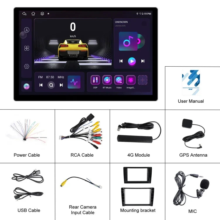 Navegador Android de Ecrã Grande 13,1 polegadas 4+64G com APK de Mapa Universal / Carplay / Imagem de Reversão, 13,1 polegadas
