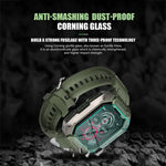 C20Plus Relógio Inteligente à Prova de Água com Monitorização de Saúde e Chamadas Bluetooth de 1,81 polegadas, Verde Camuflado