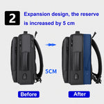 Mochila Expansível Impermeável para Portátil com Porta USB