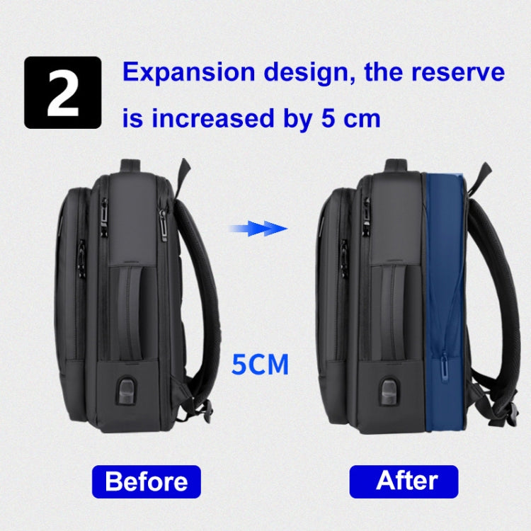 Mochila Expansível Impermeável para Portátil com Porta USB