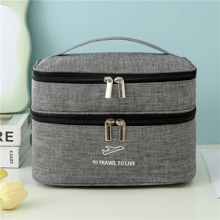Bolsa Cosmética Catiónica de Dupla Camada Grande Capacidade Bolsa de Mão para Lavagem Bolsa de Viagem Reforçada e Impermeável para Armazenamento