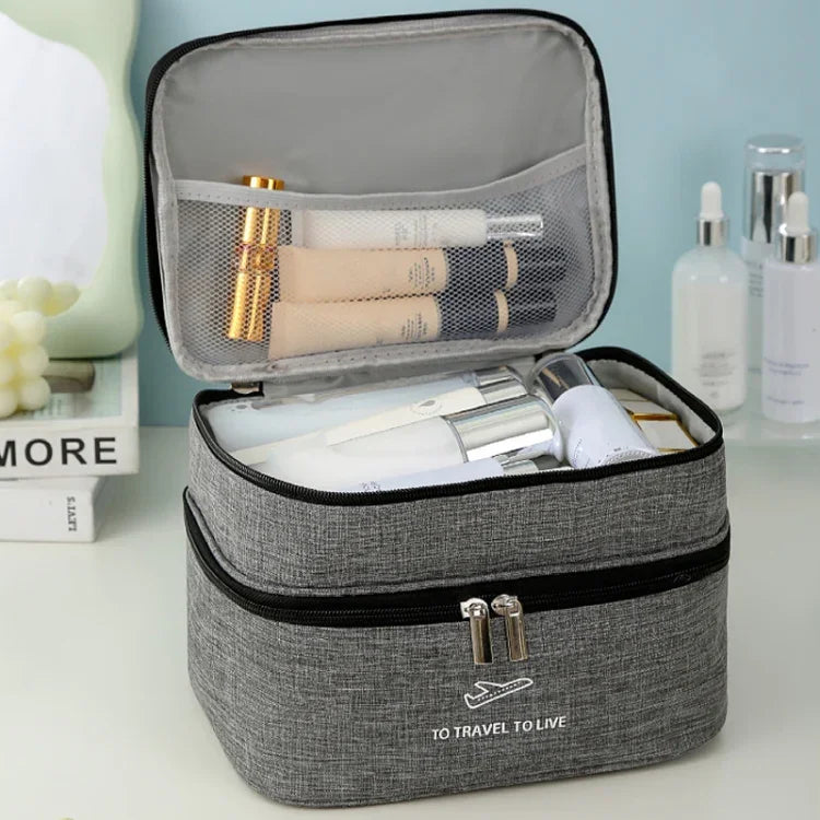 Bolsa Cosmética Catiónica de Dupla Camada Grande Capacidade Bolsa de Mão para Lavagem Bolsa de Viagem Reforçada e Impermeável para Armazenamento