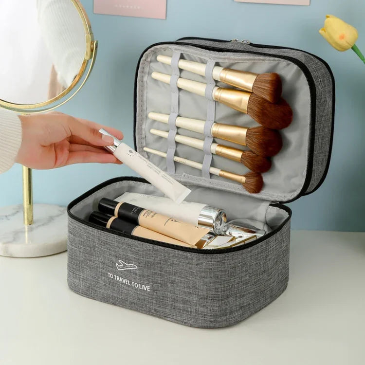Bolsa Cosmética Catiónica de Dupla Camada Grande Capacidade Bolsa de Mão para Lavagem Bolsa de Viagem Reforçada e Impermeável para Armazenamento
