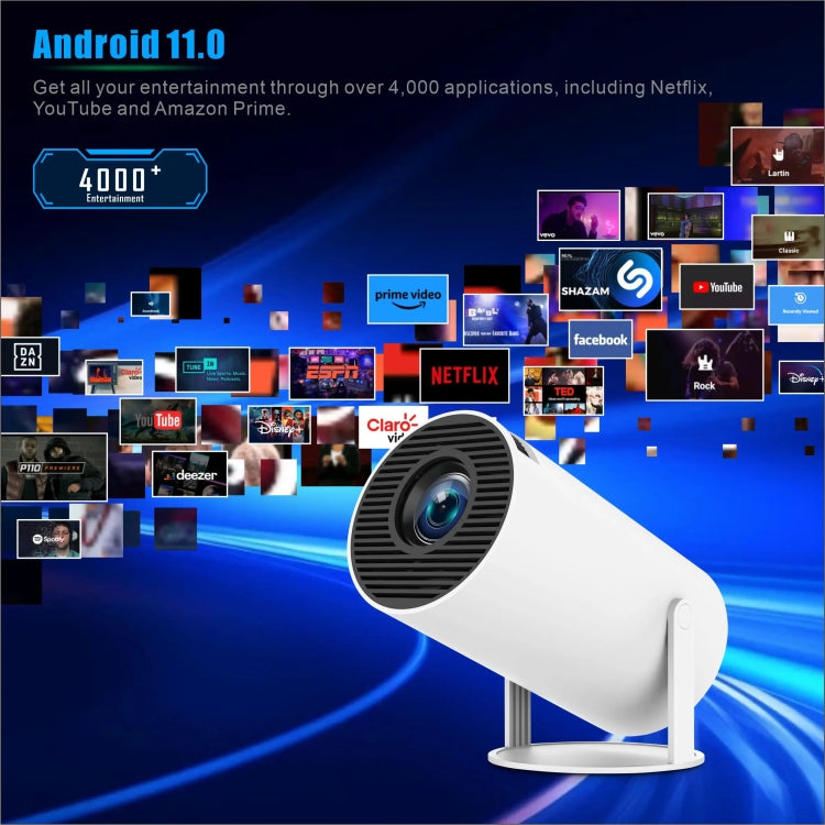 Projetor Inteligente HY300 PRO Sistema Android 11.0 160 Lúmens Portátil, Plugue EU, Plugue US, Plugue UK, Plugue AU