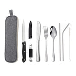 Portable Stainless Steel Cutlery Set Outdoor Picnic Knife And Fork Tool With Storage Bag, A Model Silver, A Model Gold, A Model Black, B Model Silver, B Model Gold, B Model Black, C Model Silver, C Model Black