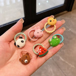 10pcs /Set Children Lovely Hair Bands Ring Baby Small Unbreakable Hair Headband, Flowers 1, Avocado, Fruits And Vegetables, Flowers 2, Colorful Eight Petal Flowers, Pink Candy, Frog Animals, Ice Cream, Watermelon Fruits, Transparent Daisies, Cream Colo...