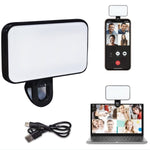 Luz de Preenchimento para Selfie Recarregável com 3 Temperaturas de Cor, Clip para Telemóvel, Portátil, Tablet para Reuniões, 24 LEDs