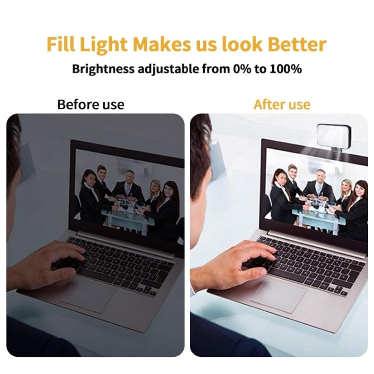 Luz de Preenchimento para Selfie Recarregável com 3 Temperaturas de Cor, Clip para Telemóvel, Portátil, Tablet para Reuniões, 24 LEDs