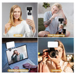 Luz de Preenchimento para Selfie Recarregável com 3 Temperaturas de Cor, Clip para Telemóvel, Portátil, Tablet para Reuniões, 24 LEDs