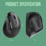 Rato Vertical Ergonómico XUNSVFOX H5, Rato Sem Fios Recarregável com Modo Duplo para Escritório e Negócios