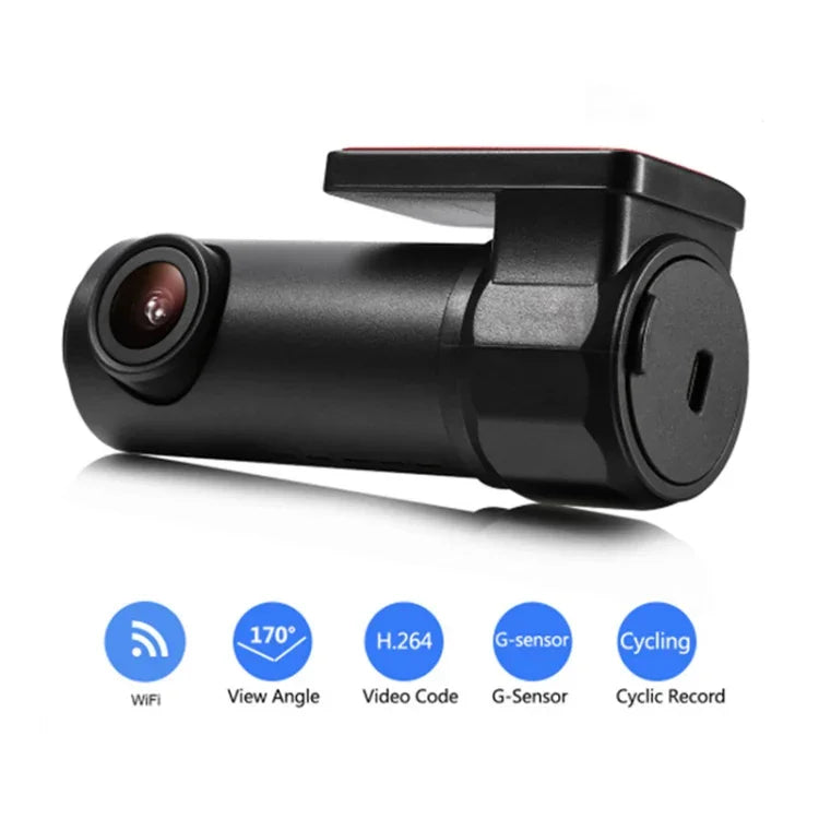 S600 Câmara de Tablier WiFi 1080P com Lente Grande Angular de 170 Graus, Gravador de Condução Oculto para Carro
