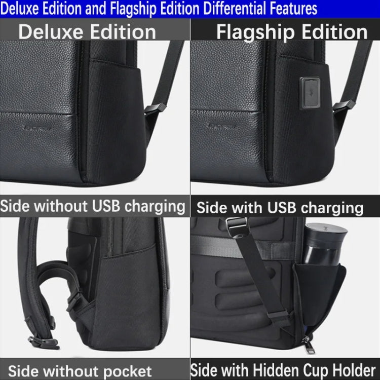 Mochila de Negócios Impermeável e Leve em Pele de Vaca de Primeira Camada Bopai, 61-122731, 61-122721