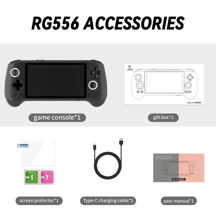 Consola portátil ANBERNIC RG556 com sistema Android 13, ecrã AMOLED de 5,48 polegadas, WIFI Bluetooth, jogador de jogos, 128GB+128GB, 128GB+256GB