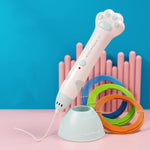 Caneta de Impressão 3D de Baixa Temperatura com Carregamento USB Garra de Gato para Crianças DIY Caneta de Pintura 3D, Verde Menta, Rosa Sakura