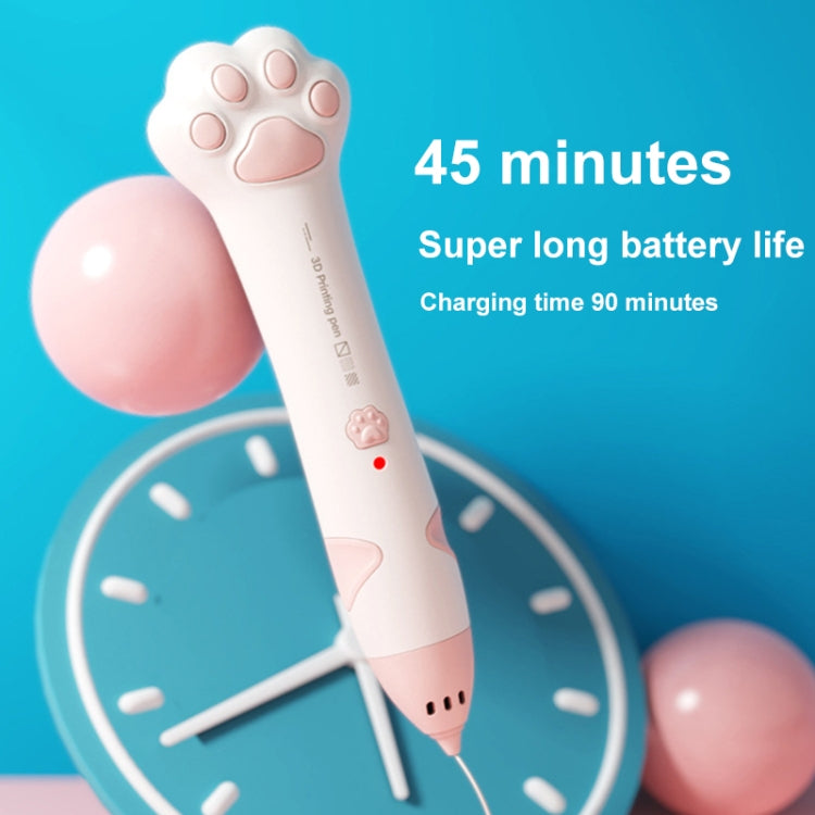 Caneta de Impressão 3D de Baixa Temperatura com Carregamento USB Garra de Gato para Crianças DIY Caneta de Pintura 3D, Verde Menta, Rosa Sakura