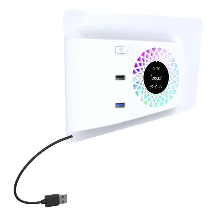Ventoinha de arrefecimento com controlo de temperatura para PS5 Slim ipega PG-P5S019 + HUB USB com luzes RGB, ipega PG-P5S019