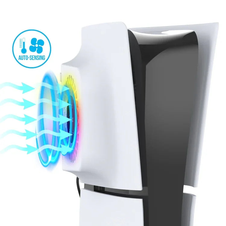 Ventoinha de arrefecimento com controlo de temperatura para PS5 Slim ipega PG-P5S019 + HUB USB com luzes RGB, ipega PG-P5S019