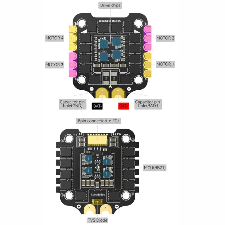 Barómetro Lipo 3-6S para drone RC, ESC SpeedyBee BLS 50A 4 em 1